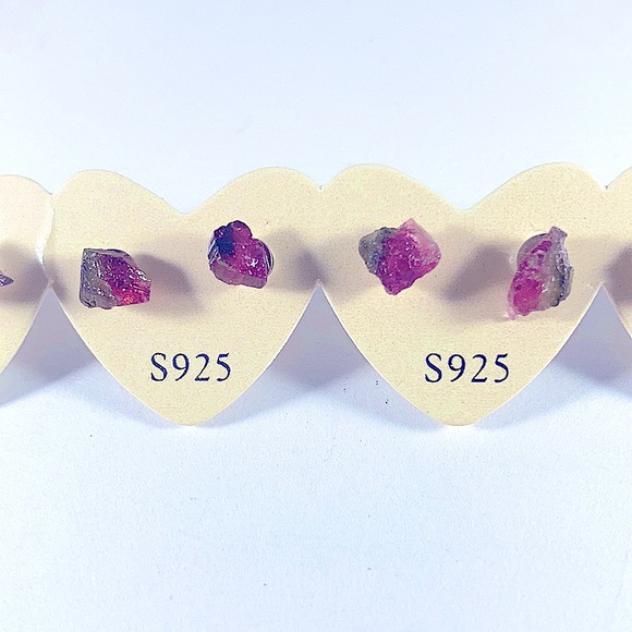 .925 Watermelon Tourmaline Crystal Earring Stud - Picture 4 of 7